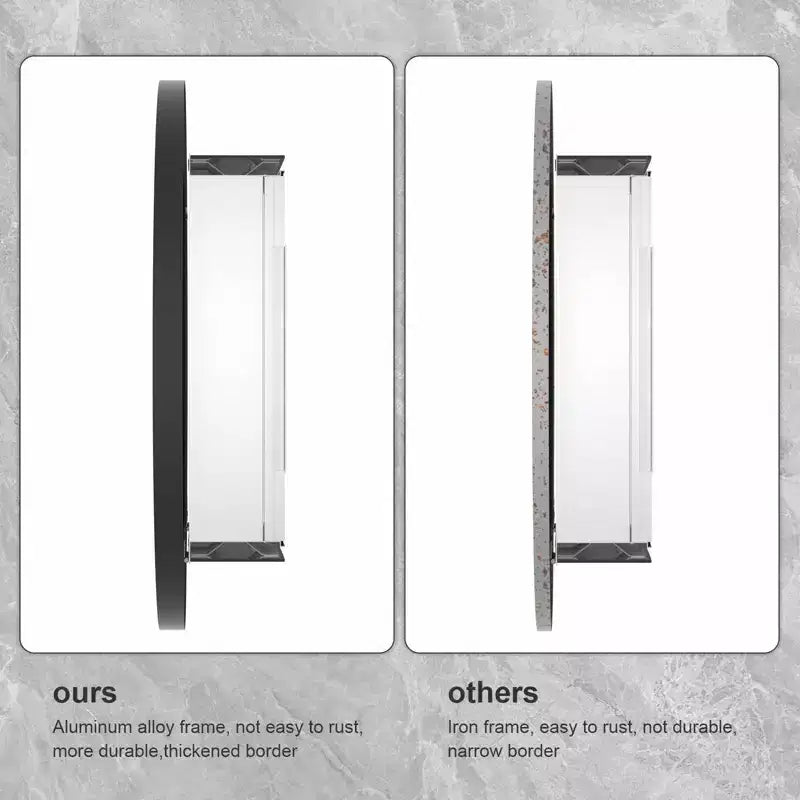 WallBeyond 24" Aluminum Round Door Cabinet Vanity Mirror Black