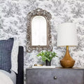 Howard Elliott 22"x14" Arched Wall and Accent Mirror with Intricate Ornate Frame Silver