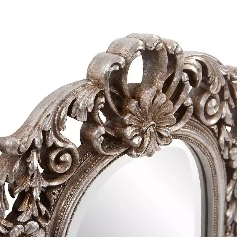 Howard Elliott 22"x14" Arched Wall and Accent Mirror with Intricate Ornate Frame Silver