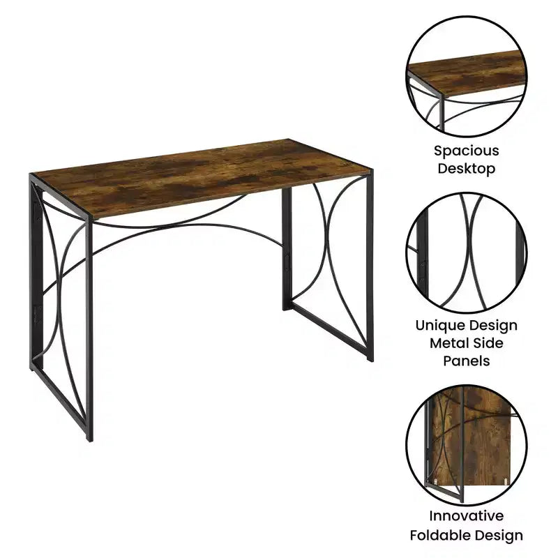Breighton Home Nova Folding Desk in Barnwood/Black