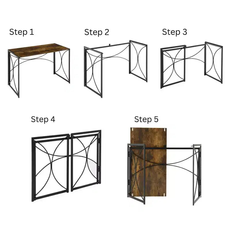 Breighton Home Nova Folding Desk in Barnwood/Black
