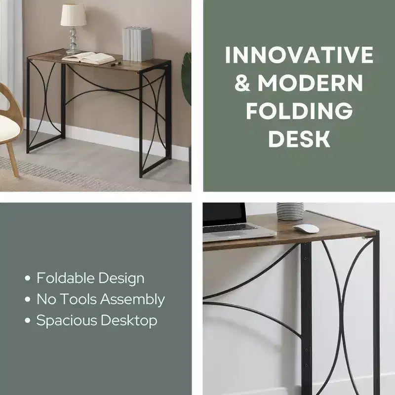 Breighton Home Nova Folding Desk in Barnwood/Black