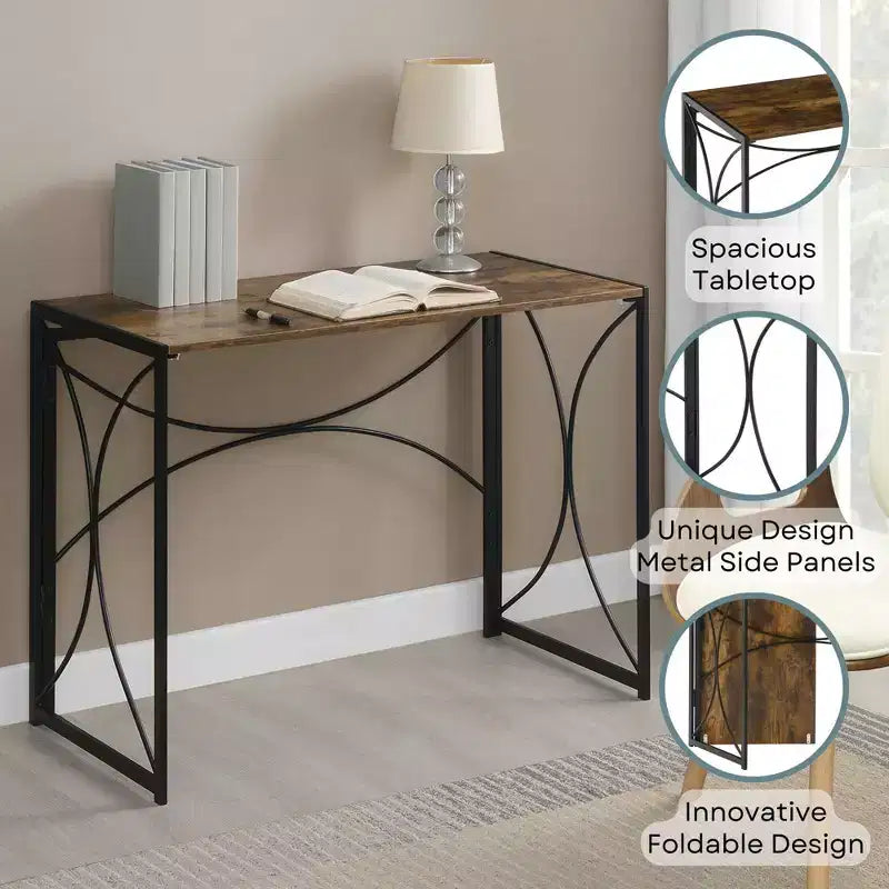 Breighton Home Nova Folding Desk in Barnwood/Black