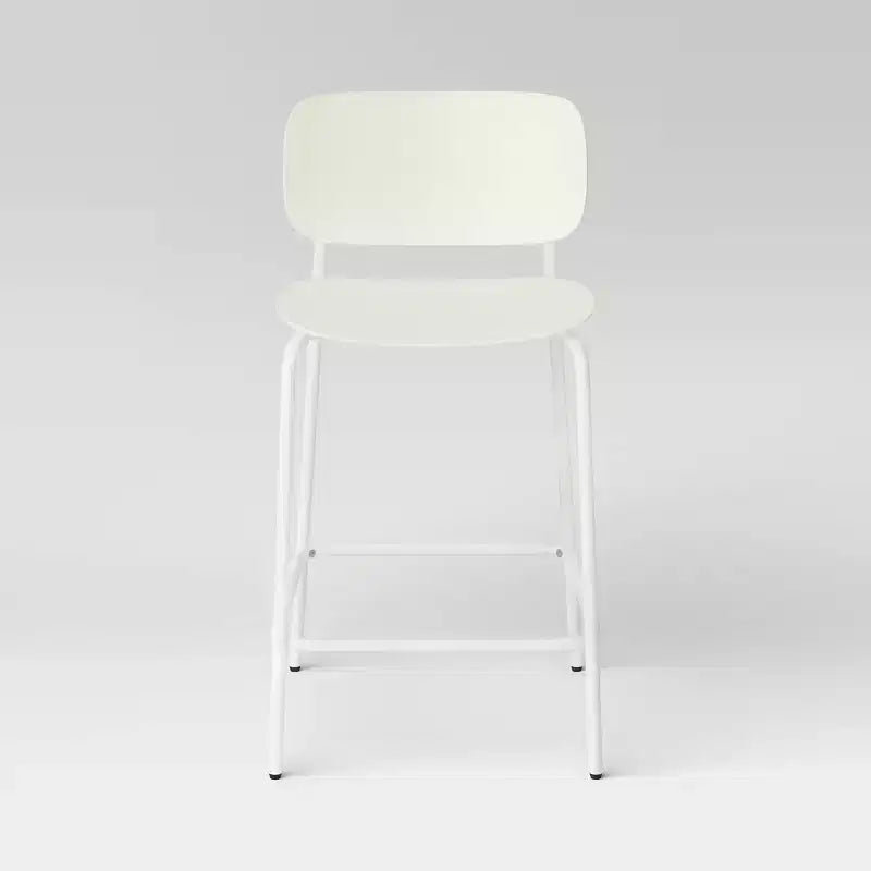 Set of 2, 24" Molded Plastic with Metal Base Counter Height Barstools White - Room Essentials™