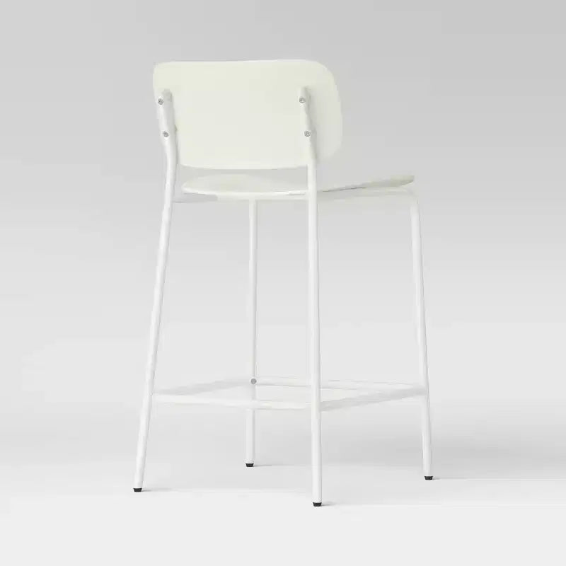 Set of 2, 24" Molded Plastic with Metal Base Counter Height Barstools White - Room Essentials™