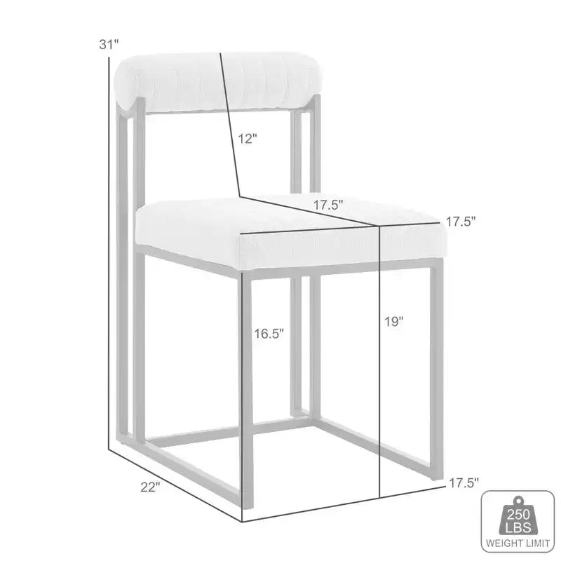 Armen Living Set of 2 Anastasia Brushed Stainless Steel and Fabric Dining Chairs Charcoal