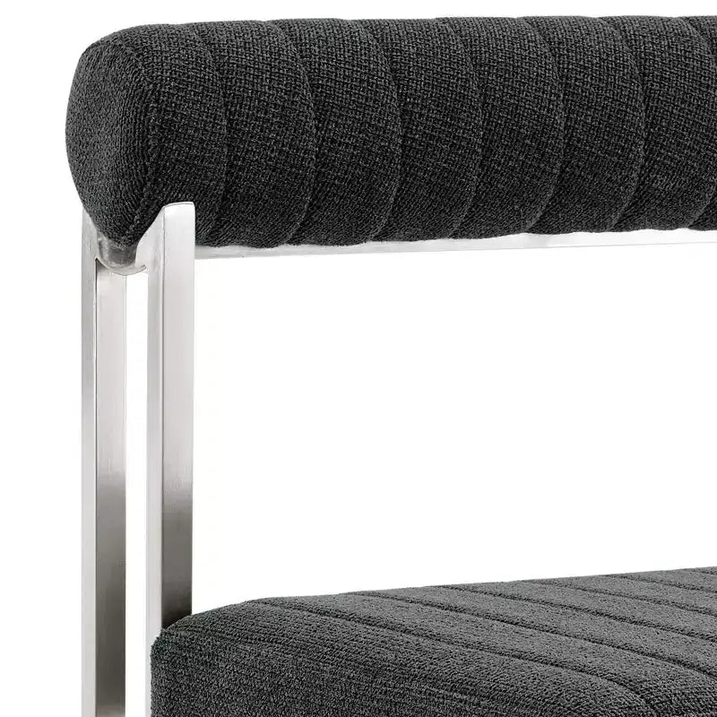 Armen Living Set of 2 Anastasia Brushed Stainless Steel and Fabric Dining Chairs Charcoal