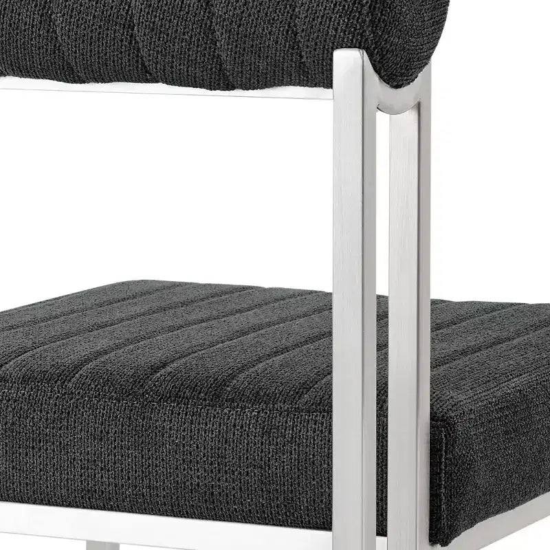 Armen Living Set of 2 Anastasia Brushed Stainless Steel and Fabric Dining Chairs Charcoal