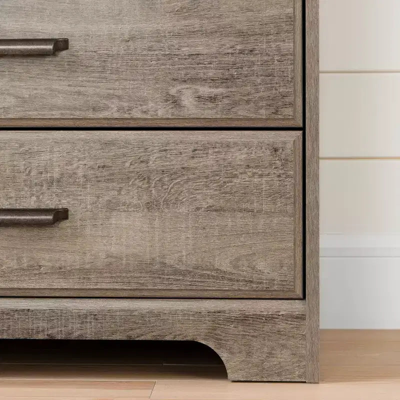 South Shore Versa 6 Drawer Double Dresser Weathered Oak: Laminated Particle Board, Anti-Tip Hardware, 5-Year Warranty