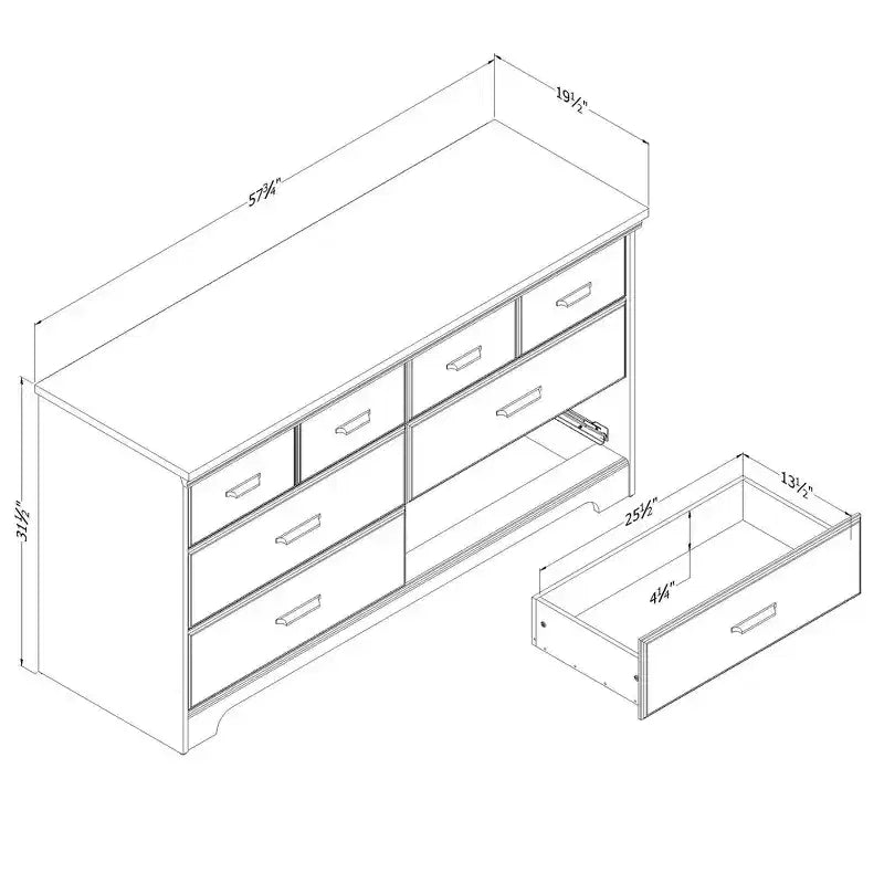 South Shore Versa 6 Drawer Double Dresser Weathered Oak: Laminated Particle Board, Anti-Tip Hardware, 5-Year Warranty