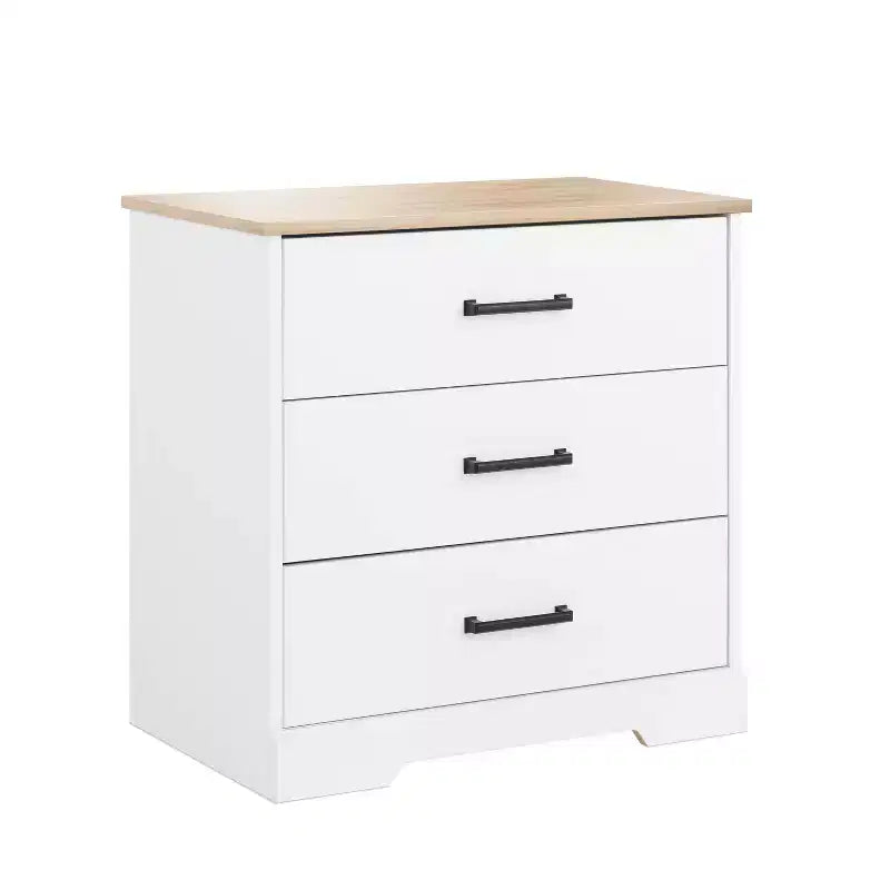 Prepac Rustic Ridge Farmhouse 3 Drawer Nightstand White/Oak
