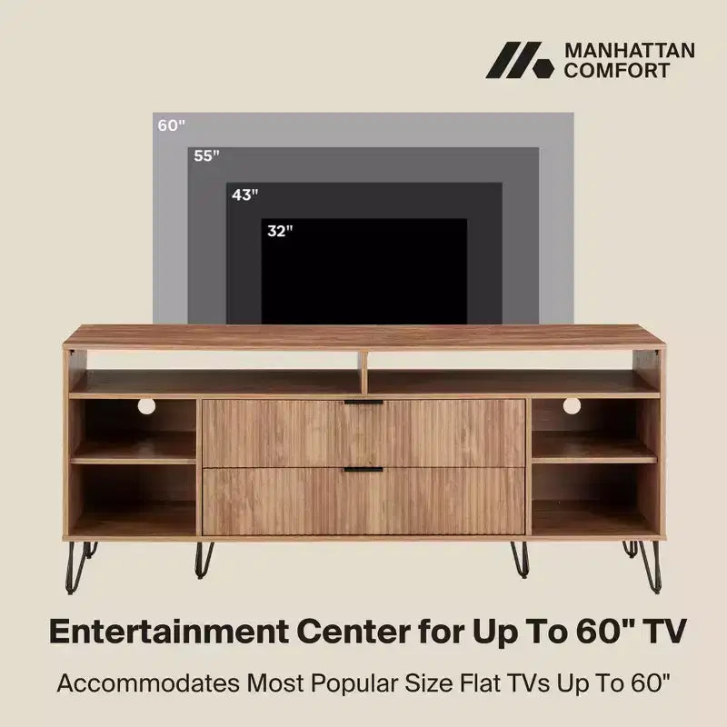 Manhattan Comfort 63" Dumbo TV Stand for TVs up to 60" Golden Brown