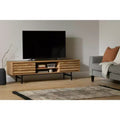 South Shore Mezzy TV Stand for TVs up to 75" Nordik Oak: Modern Media Console with Storage, Laminated Particle Board
