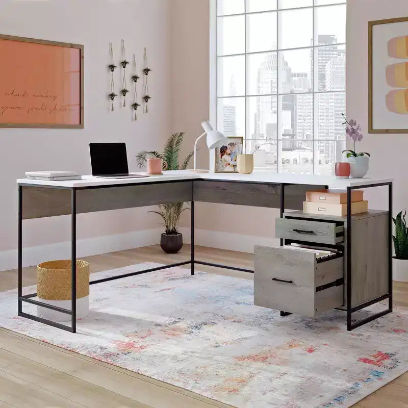 Sauder Tremont Row L Desk Mystic Oak