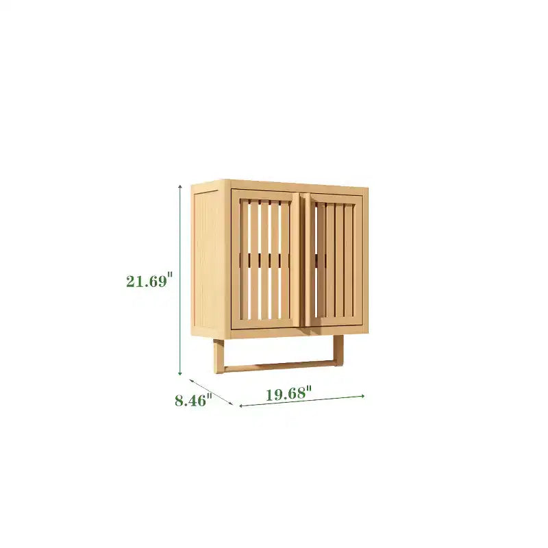 19.68 Wall Mount Bathroom Bamboo Storage Cabinet with 2 Doors, Modern Toilet Storage Box, Natural - ModernLuxe