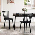 Costway Rubber Wood Windsor Dining Chairs Set of 2 with Spindle Back for Living Room Black/Natural