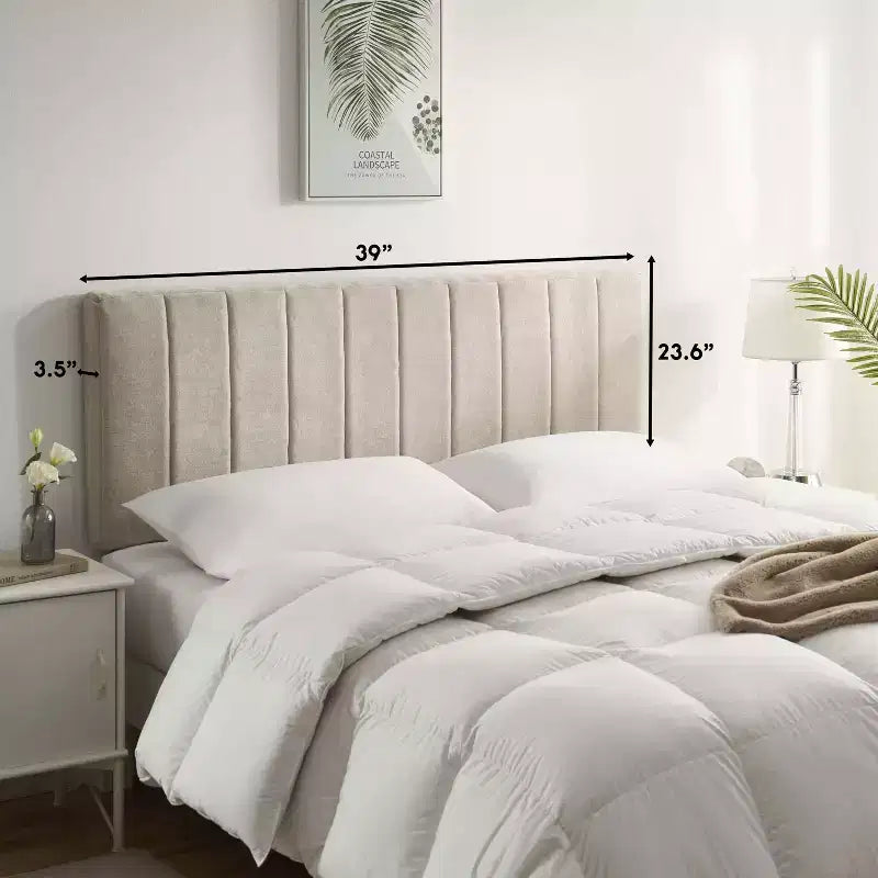 Upholstered Channel Stitched Headboard - Easy Assemble Wall Mounted Headboard with 3D Soundproof Wall Panels
