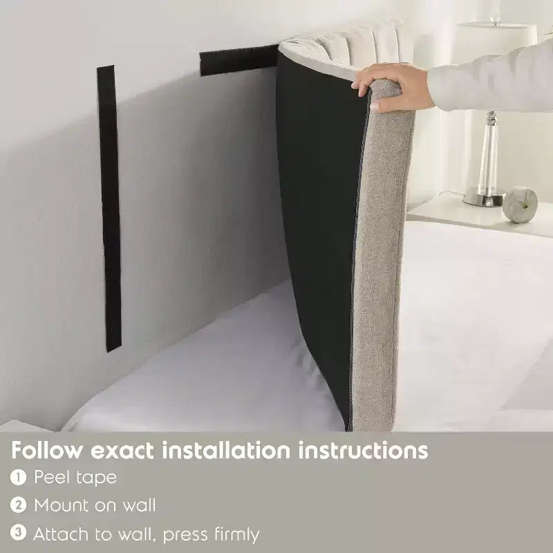 Upholstered Channel Stitched Headboard - Easy Assemble Wall Mounted Headboard with 3D Soundproof Wall Panels