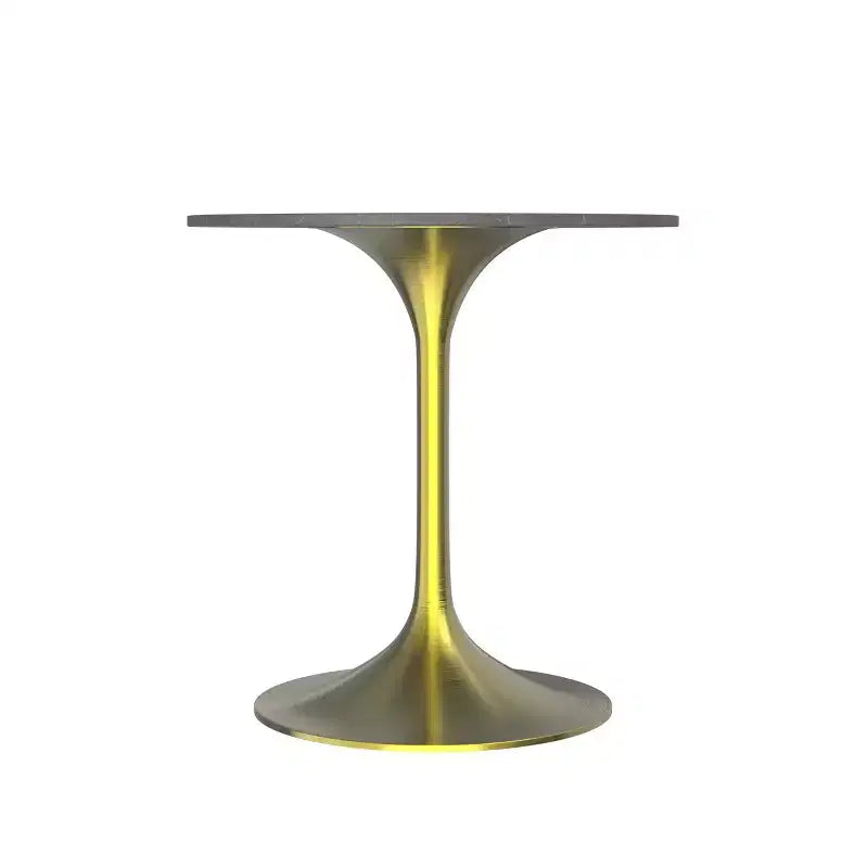 LeisureMod Verve 27 Round Dining Table - Sintered Stone Top with Brushed Gold Pedestal Base Accent Side Table for Kitchen and Home