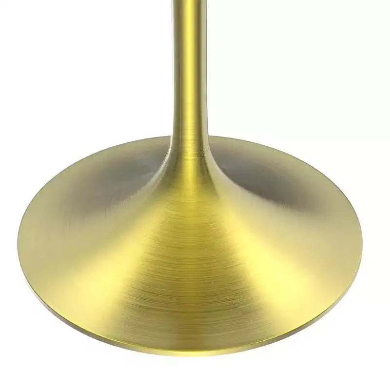 LeisureMod Verve 27 Round Dining Table - Sintered Stone Top with Brushed Gold Pedestal Base Accent Side Table for Kitchen and Home
