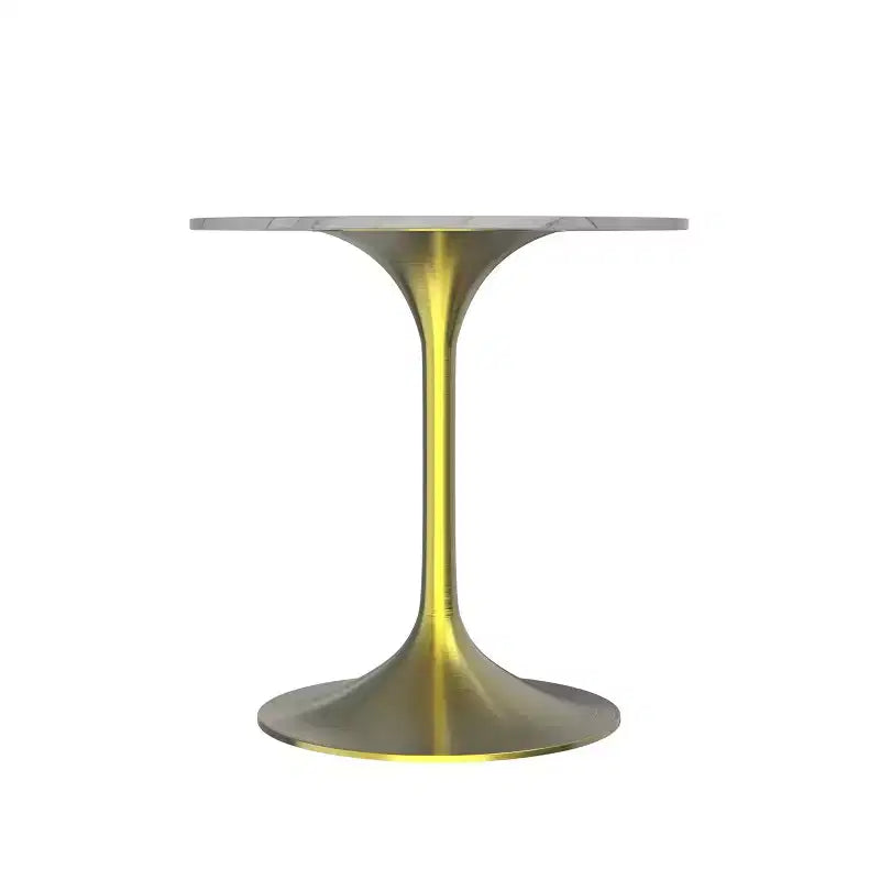 LeisureMod Verve 27 Round Dining Table - Sintered Stone Top with Brushed Gold Pedestal Base Accent Side Table for Kitchen and Home