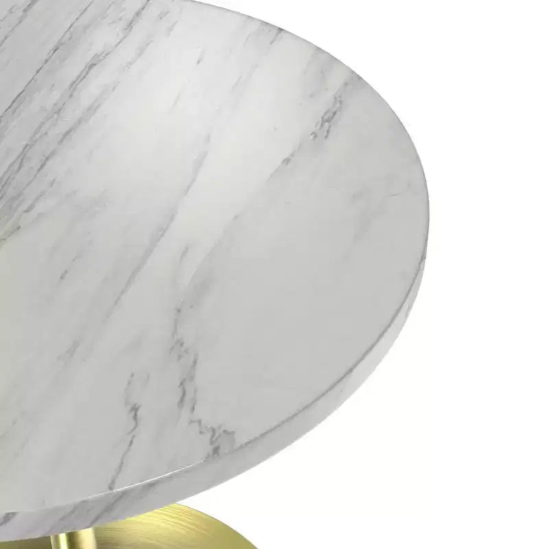 LeisureMod Verve 27 Round Dining Table - Sintered Stone Top with Brushed Gold Pedestal Base Accent Side Table for Kitchen and Home