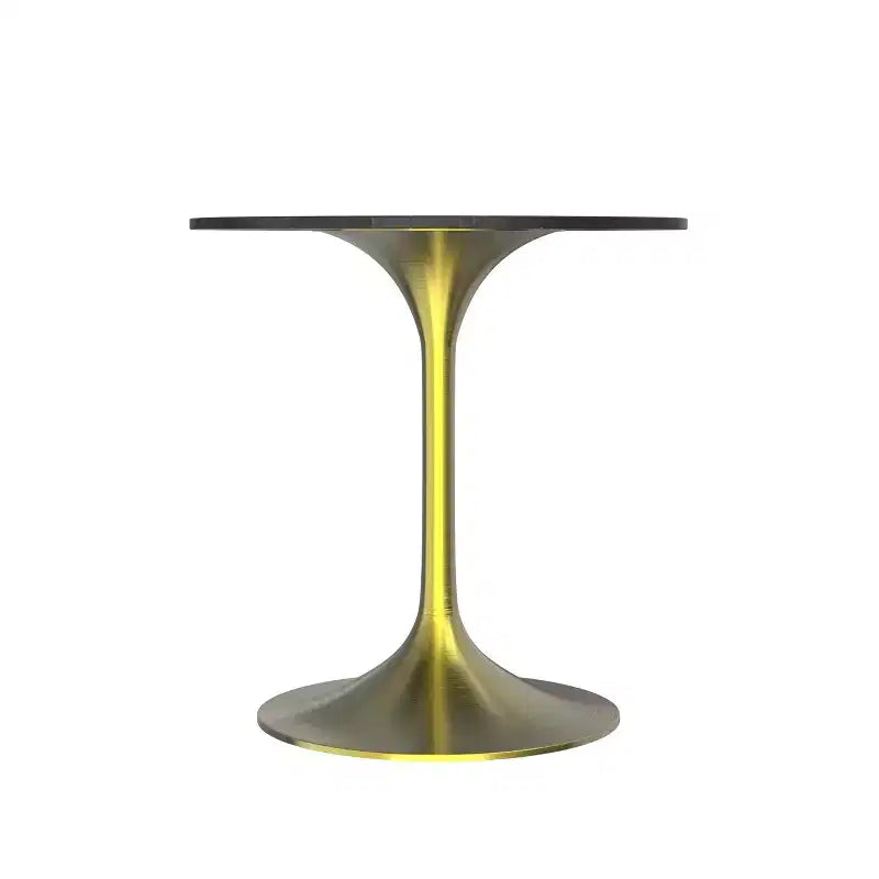 LeisureMod Verve 27 Round Dining Table - Sintered Stone Top with Brushed Gold Pedestal Base Accent Side Table for Kitchen and Home