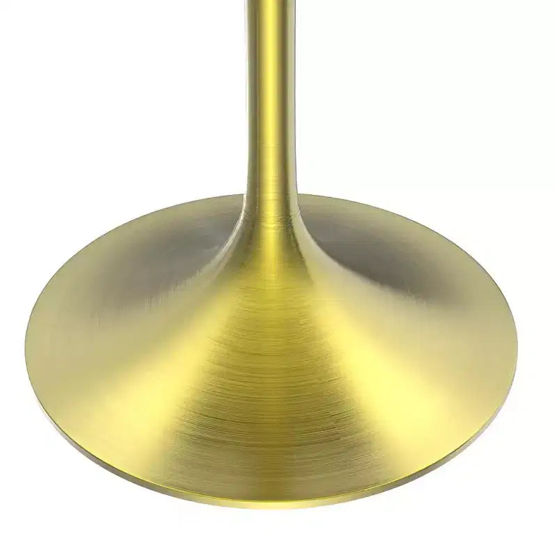 LeisureMod Verve 27 Round Dining Table - Sintered Stone Top with Brushed Gold Pedestal Base Accent Side Table for Kitchen and Home