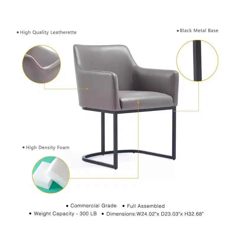 Set of 2 Serena Modern Leatherette Upholstered Dining Armchairs - Manhattan Comfort