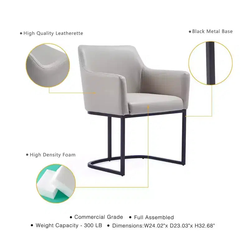 Set of 2 Serena Modern Leatherette Upholstered Dining Armchairs - Manhattan Comfort