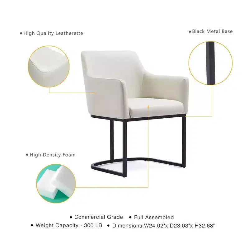 Set of 2 Serena Modern Leatherette Upholstered Dining Armchairs - Manhattan Comfort