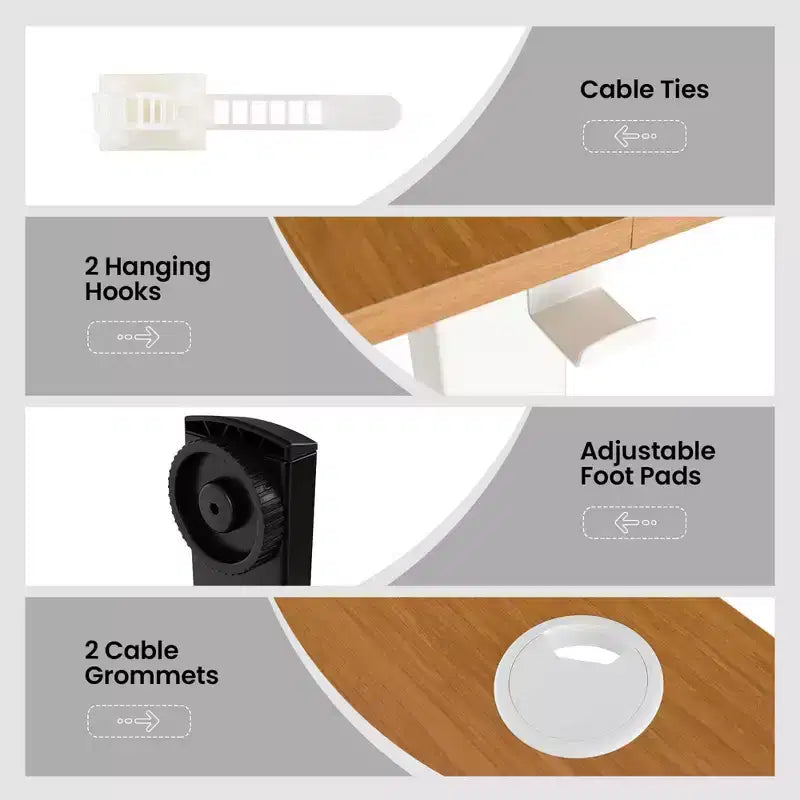 Costway 55 x 24 Electric Standing Desk with 3 Memory Height Settings 2 Hanging Hooks Brown/Natural/White