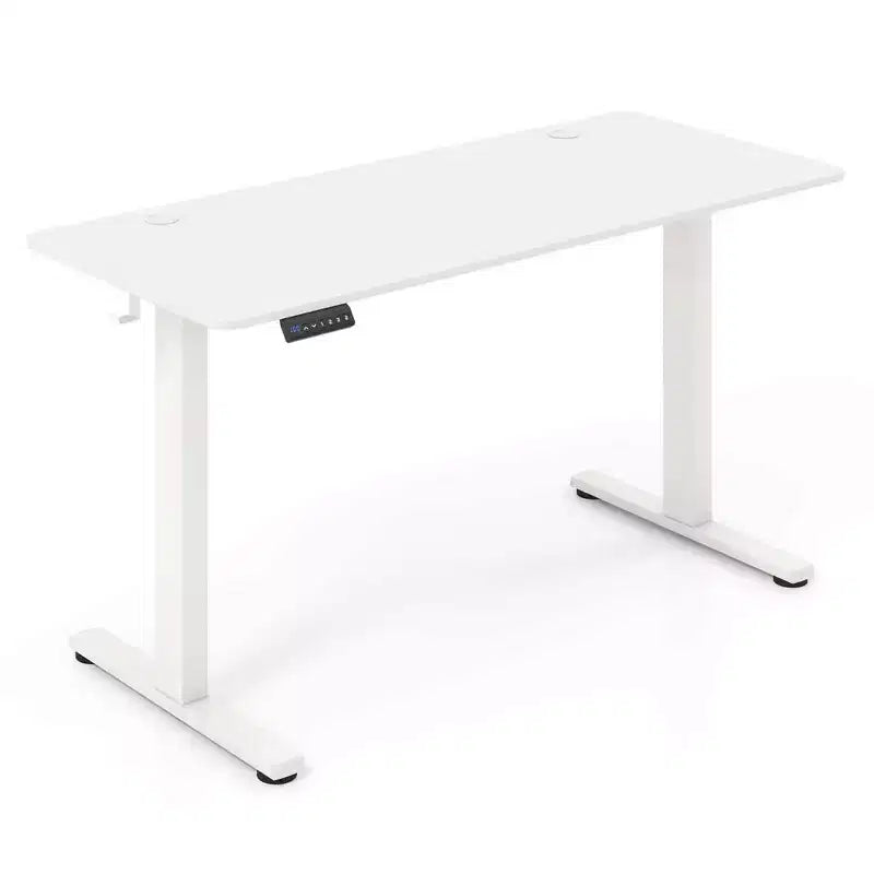 Costway 55 x 24 Electric Standing Desk with 3 Memory Height Settings 2 Hanging Hooks Brown/Natural/White