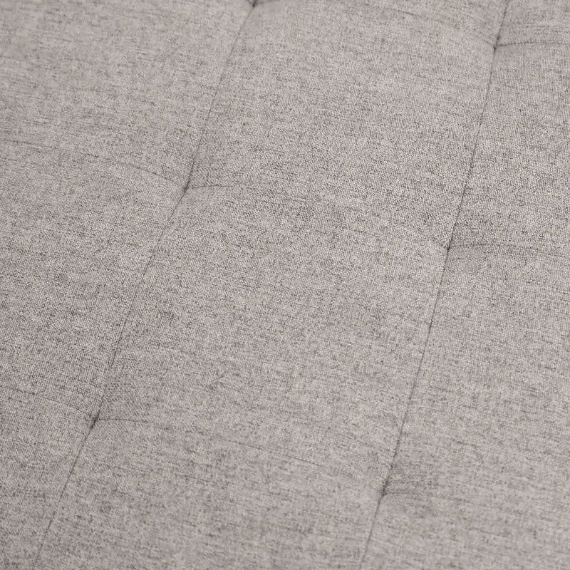 Merrick Lane 34-Inch Round Tufted Cotton Linen Ottoman with Durable Metal Frame
