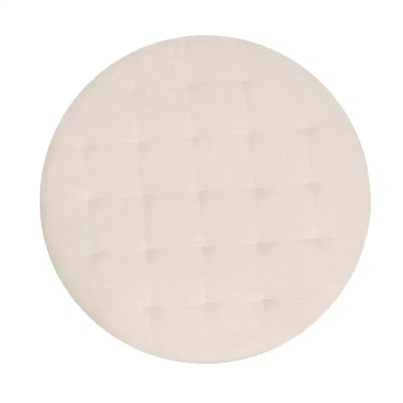 Merrick Lane 34-Inch Round Tufted Cotton Linen Ottoman with Durable Metal Frame