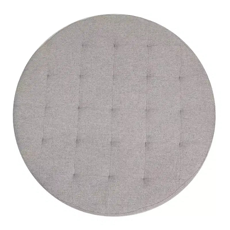 Merrick Lane 34-Inch Round Tufted Cotton Linen Ottoman with Durable Metal Frame