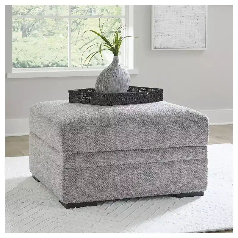 Signature Design by Ashley Casselbury Classic Ottoman With Storage, Light Gray