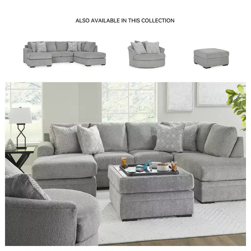 Signature Design by Ashley Casselbury Classic Ottoman With Storage, Light Gray