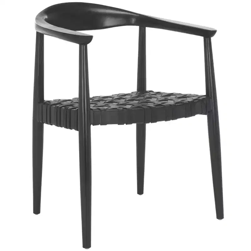 Walda Leather Woven Accent Chair - ACH1010 - Black - Safavieh