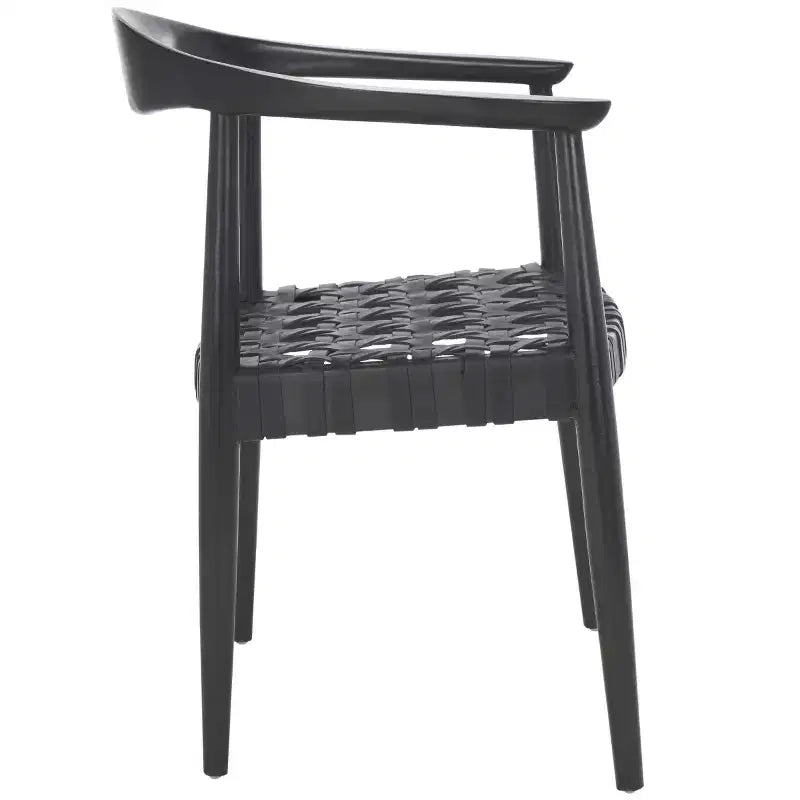 Walda Leather Woven Accent Chair - ACH1010 - Black - Safavieh