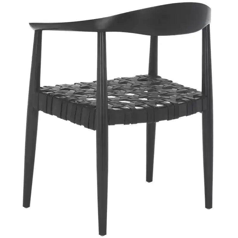 Walda Leather Woven Accent Chair - ACH1010 - Black - Safavieh
