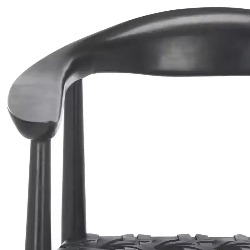 Walda Leather Woven Accent Chair - ACH1010 - Black - Safavieh