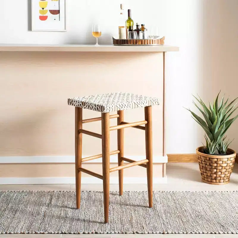 Kaleo Woven Leather Barstool - BST1004 - Safavieh