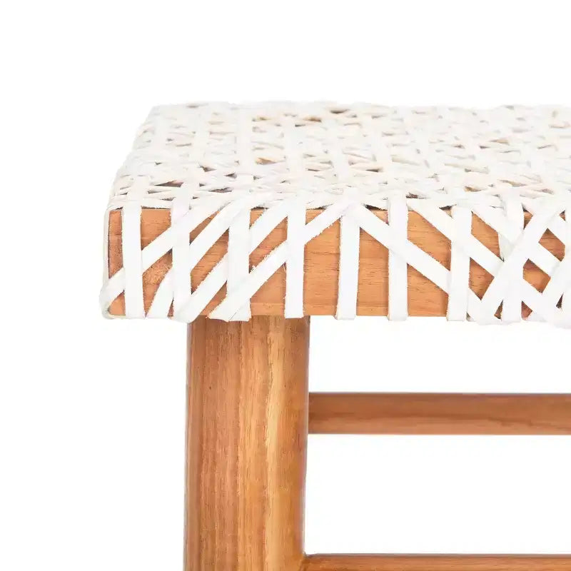 Kaleo Woven Leather Barstool - BST1004 - Safavieh