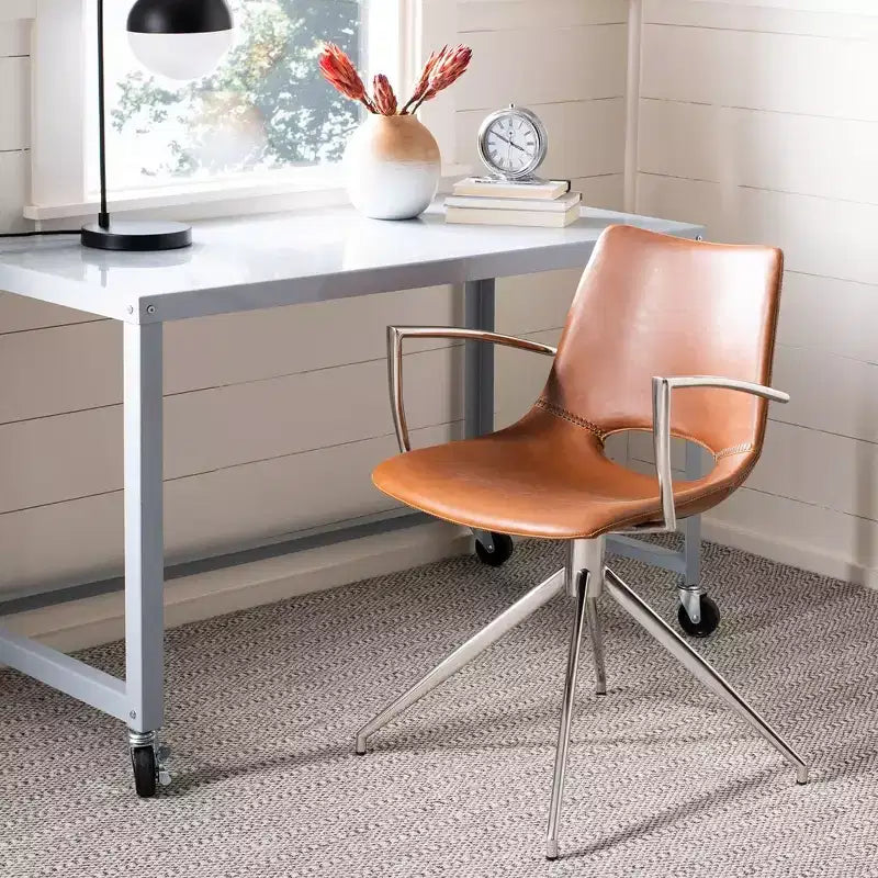 Dawn Midcentury Modern Leather Swivel Office Chair - Safavieh