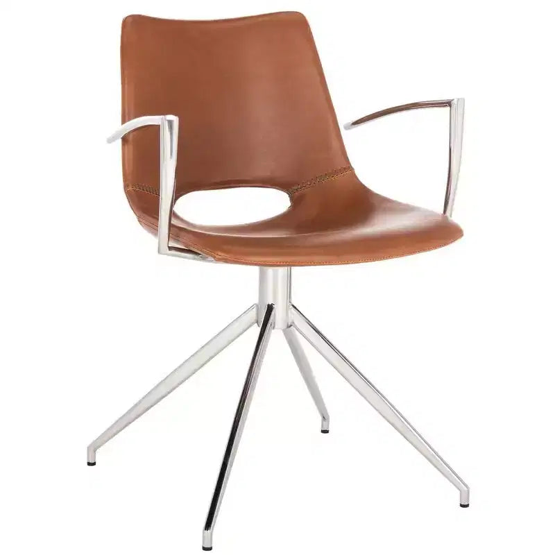 Dawn Midcentury Modern Leather Swivel Office Chair - Safavieh