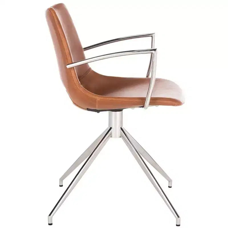 Dawn Midcentury Modern Leather Swivel Office Chair - Safavieh