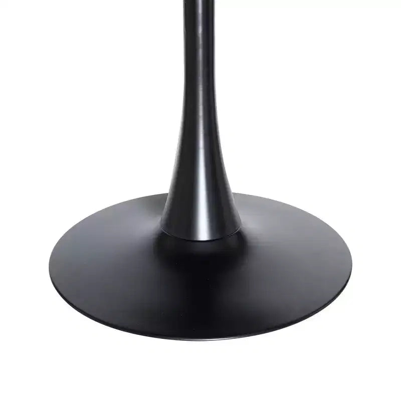 LeisureMod Bristol Mid-Century Modern 36 Round Dining Table MDF Top with Black Iron Pedestal Base, Accent Table for Kitchen, Dining Room, or Cafe
