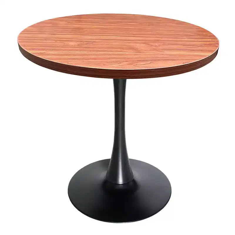 LeisureMod Bristol Mid-Century Modern 36 Round Dining Table MDF Top with Black Iron Pedestal Base, Accent Table for Kitchen, Dining Room, or Cafe