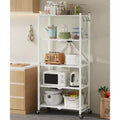 Foldable Storage Shelf 5-Tier with Lockable Wheels 600 lbs Capacity Metal Shelving Unit, White